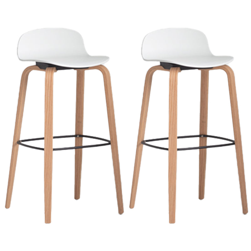 Scandinavian Armless Bar Height Stool Plastic and Solid Wood Bar Stool for Living Room