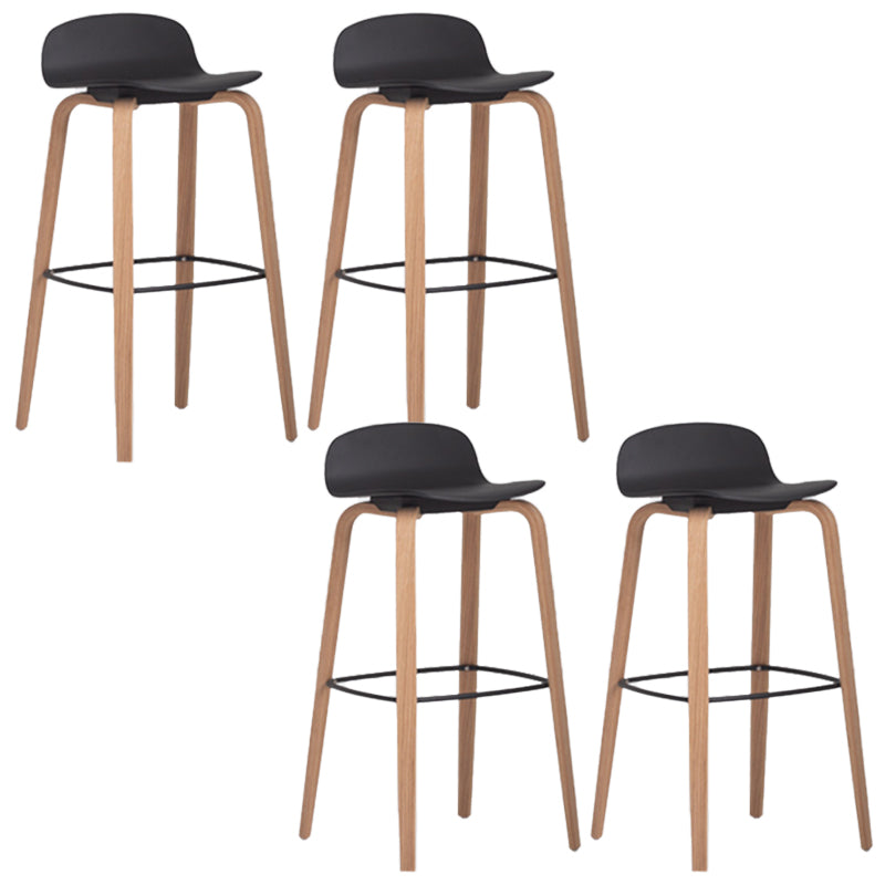 Scandinavian Armless Bar Height Stool Plastic and Solid Wood Bar Stool for Living Room