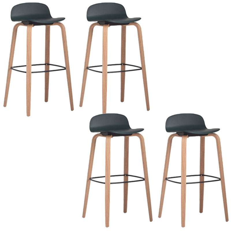 Scandinavian Armless Bar Height Stool Plastic and Solid Wood Bar Stool for Living Room