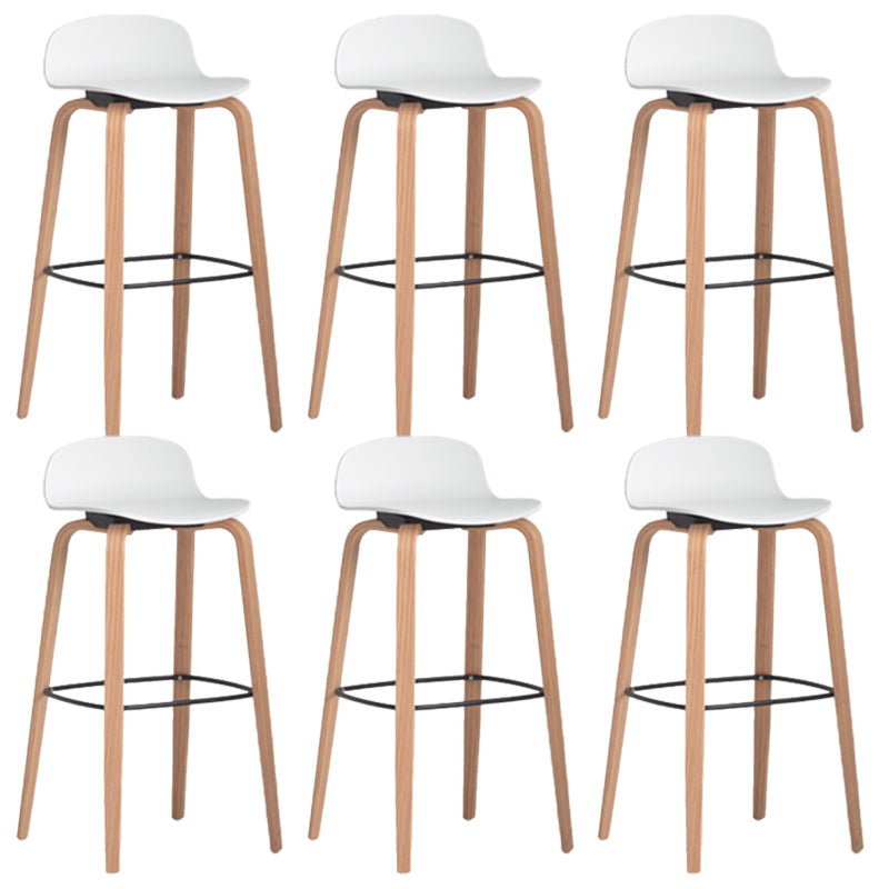 Scandinavian Armless Bar Height Stool Plastic and Solid Wood Bar Stool for Living Room