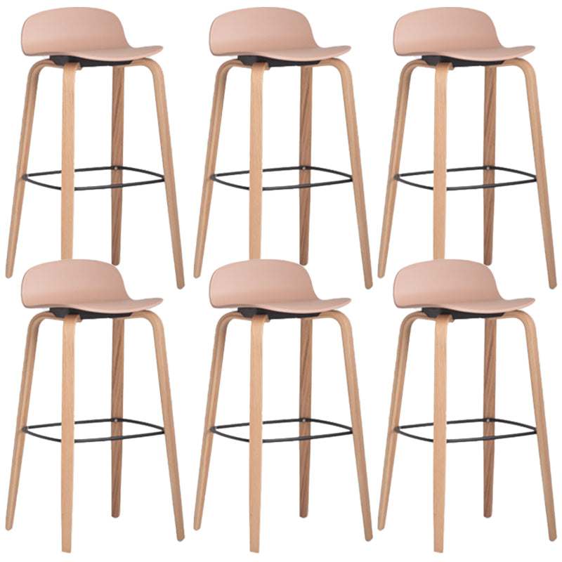 Scandinavian Armless Bar Height Stool Plastic and Solid Wood Bar Stool for Living Room