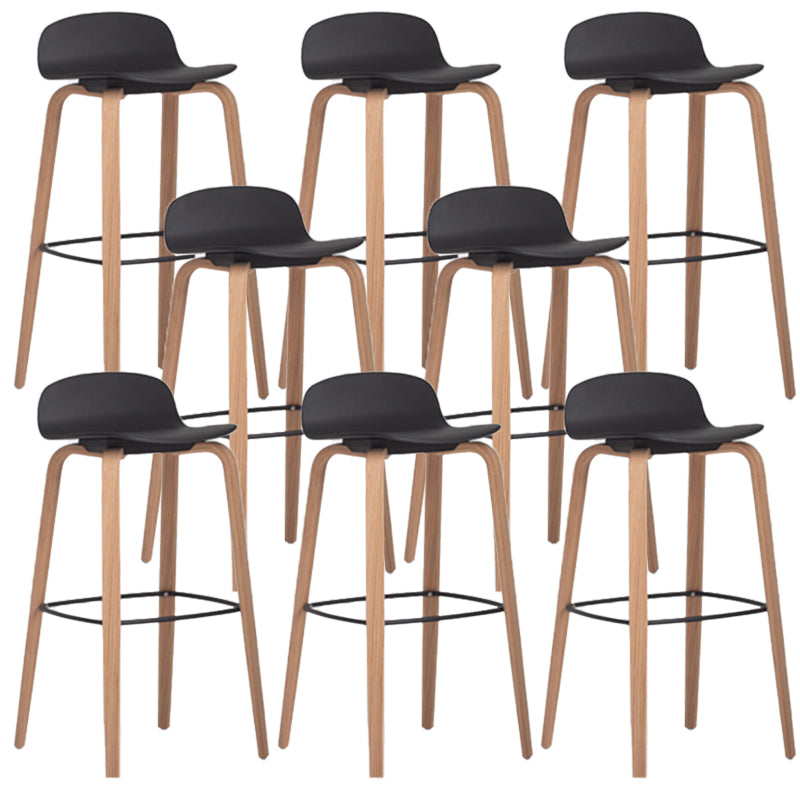 Scandinavian Armless Bar Height Stool Plastic and Solid Wood Bar Stool for Living Room