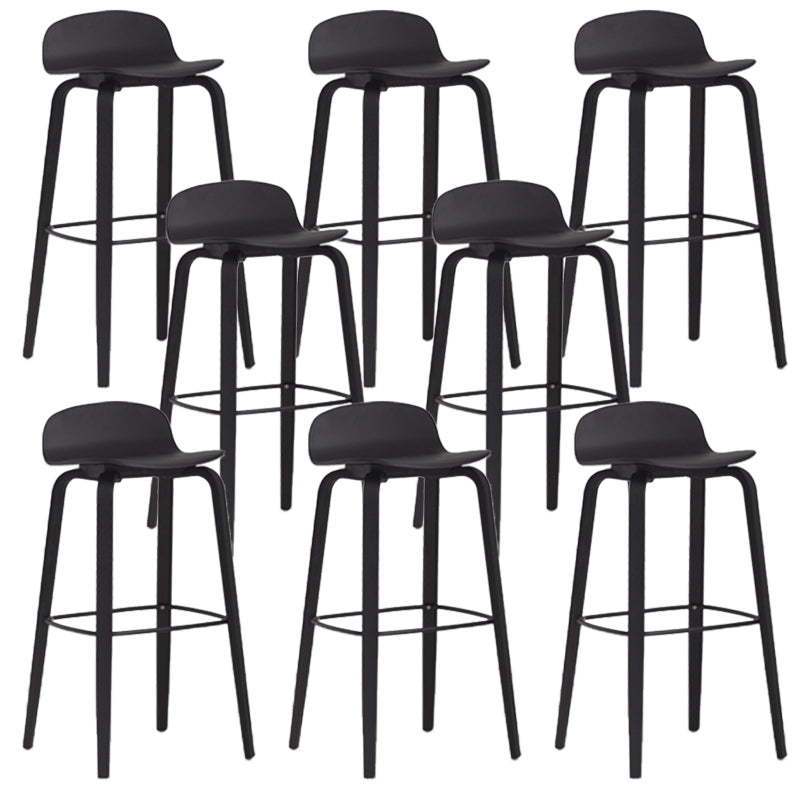 Scandinavian Armless Bar Height Stool Plastic and Solid Wood Bar Stool for Living Room