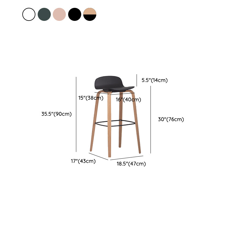 Scandinavian Armless Bar Height Stool Plastic and Solid Wood Bar Stool for Living Room
