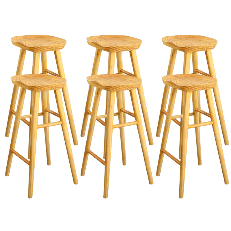 Industrial Armless Bar Stools Wood Dining Stool with Footrest