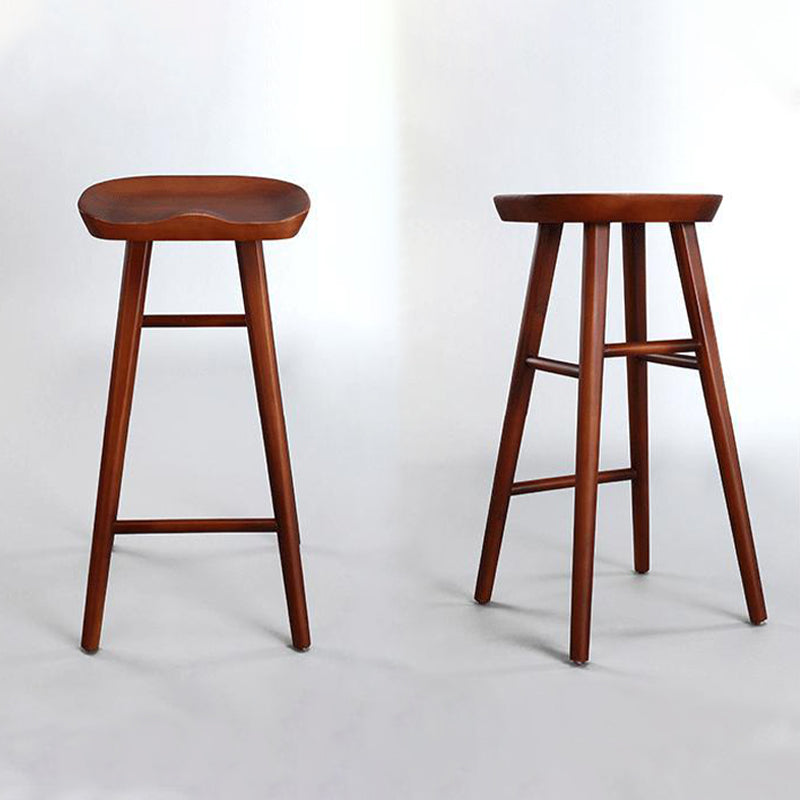 Industrial Armless Bar Stools Wood Dining Stool with Footrest