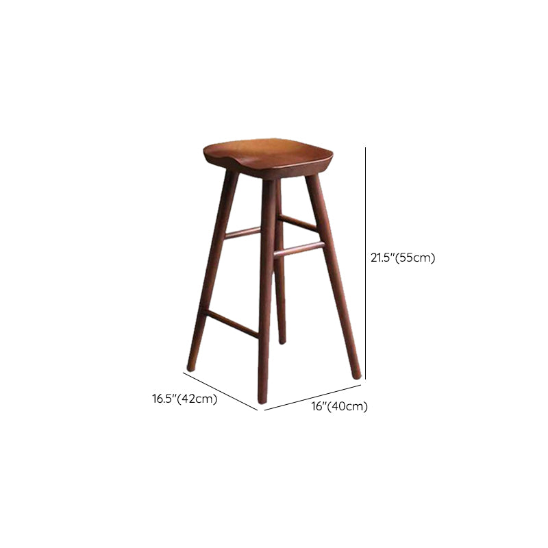 Industrial Armless Bar Stools Wood Dining Stool with Footrest