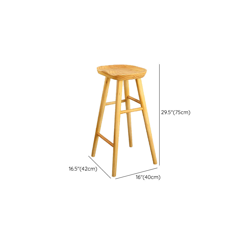 Industrial Armless Bar Stools Wood Dining Stool with Footrest