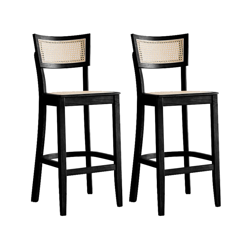 Contemporary Solid Wood Frame Stool Low Back Armless Bar Stool