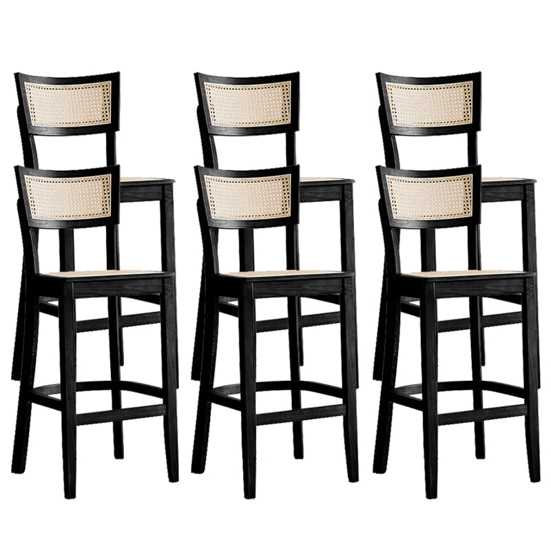 Contemporary Solid Wood Frame Stool Low Back Armless Bar Stool
