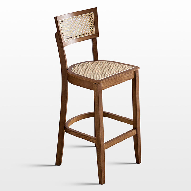 Contemporary Solid Wood Frame Stool Low Back Armless Bar Stool