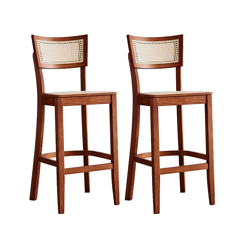 Contemporary Solid Wood Frame Stool Low Back Armless Bar Stool