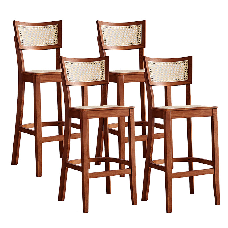 Contemporary Solid Wood Frame Stool Low Back Armless Bar Stool