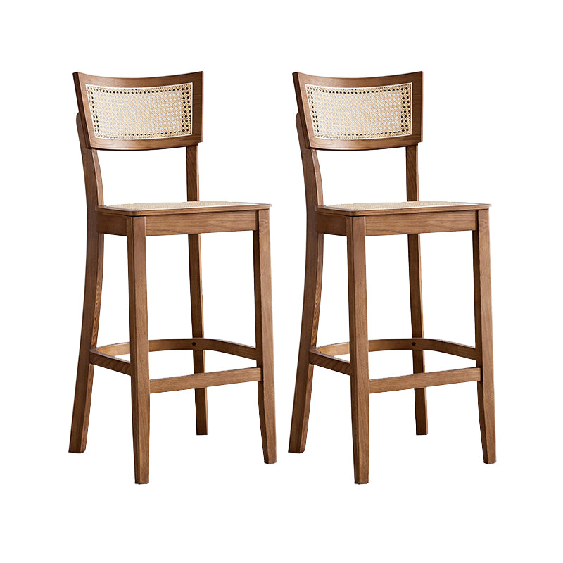 Contemporary Solid Wood Frame Stool Low Back Armless Bar Stool