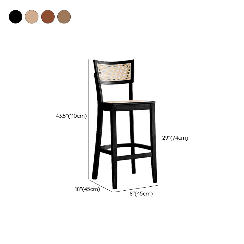 Contemporary Solid Wood Frame Stool Low Back Armless Bar Stool