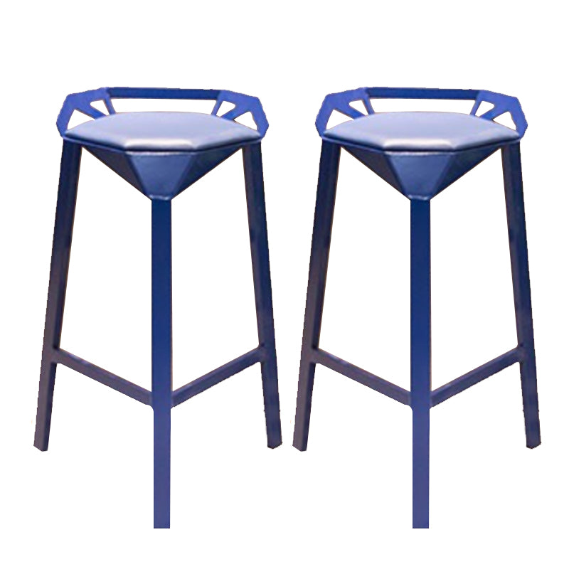 Modern Armless Backrest Counter Stool Iron Bar Stool with Cushion and Pedal for Bar