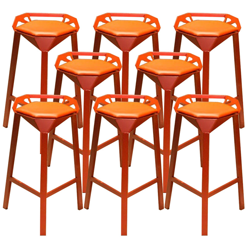 Modern Armless Backrest Counter Stool Iron Bar Stool with Cushion and Pedal for Bar