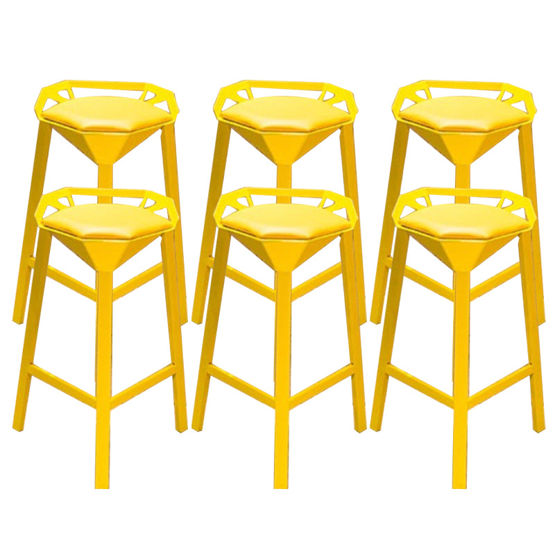 Modern Armless Backrest Counter Stool Iron Bar Stool with Cushion and Pedal for Bar