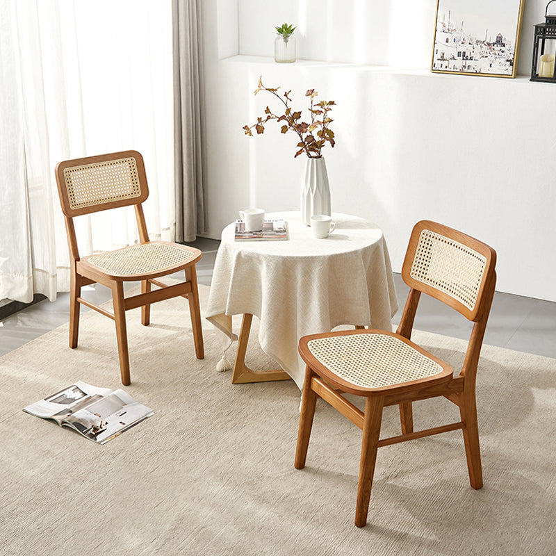 Ash Solid Wood Frame Bar Stool Contemporary Armless Indoor Stool with Rattan Seat