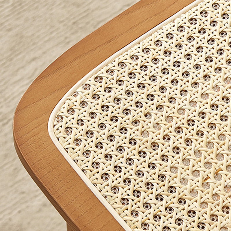 Ash Solid Wood Frame Bar Stool Contemporary Armless Indoor Stool with Rattan Seat