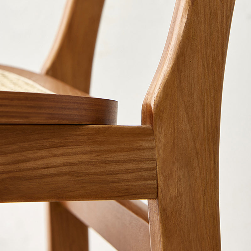 Ash Solid Wood Frame Bar Stool Contemporary Armless Indoor Stool with Rattan Seat