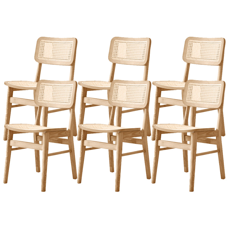 Ash Solid Wood Frame Bar Stool Contemporary Armless Indoor Stool with Rattan Seat