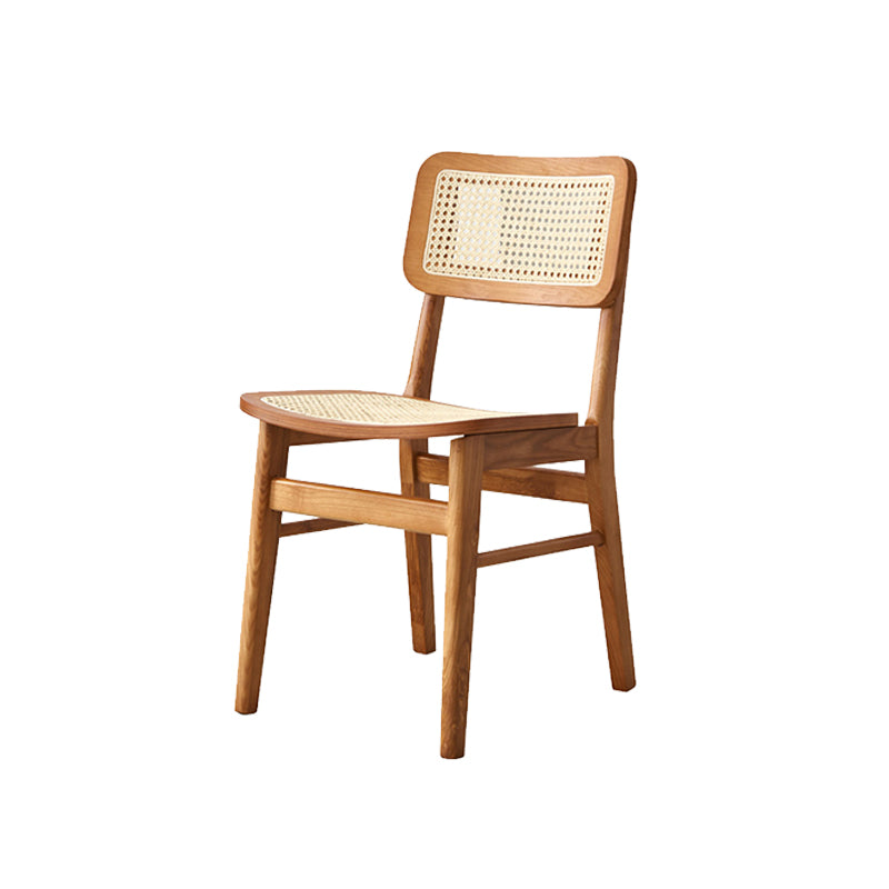 Ash Solid Wood Frame Bar Stool Contemporary Armless Indoor Stool with Rattan Seat