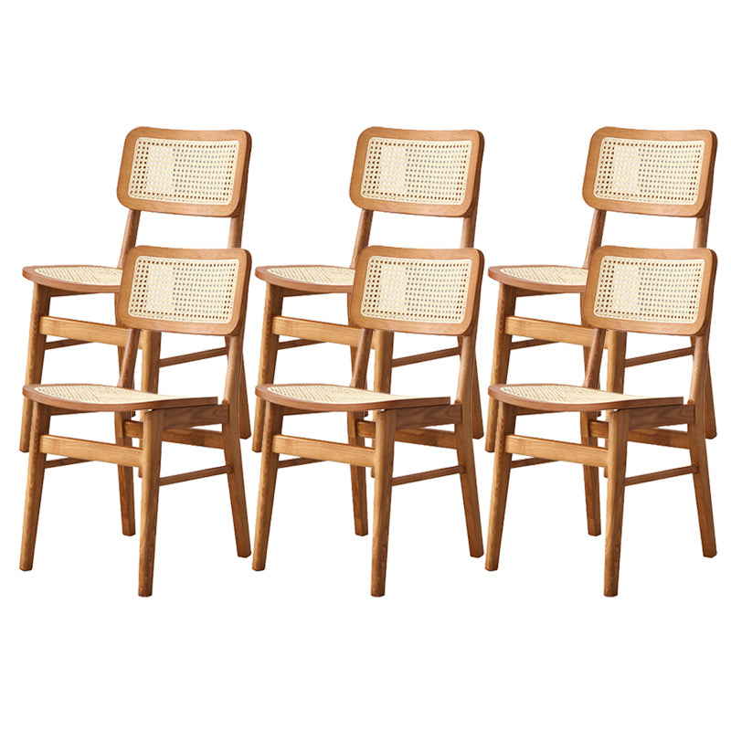 Ash Solid Wood Frame Bar Stool Contemporary Armless Indoor Stool with Rattan Seat