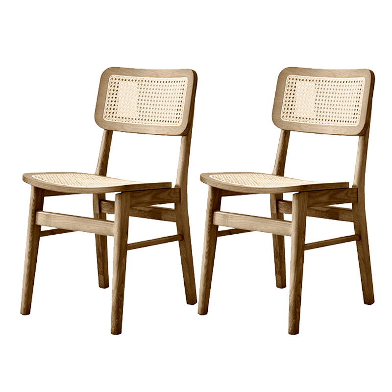 Ash Solid Wood Frame Bar Stool Contemporary Armless Indoor Stool with Rattan Seat