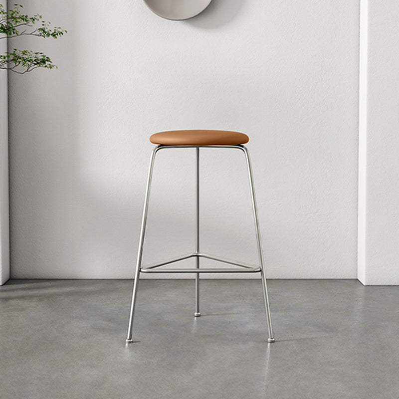 Contemporary Indoor Metal Bar Stool Backless Upholstered Bar Stool