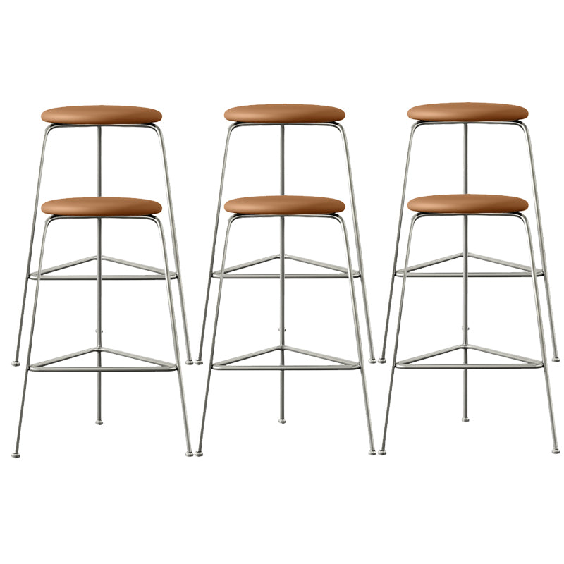 Contemporary Indoor Metal Bar Stool Backless Upholstered Bar Stool