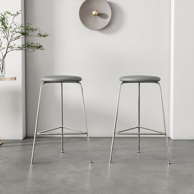 Contemporary Indoor Metal Bar Stool Backless Upholstered Bar Stool