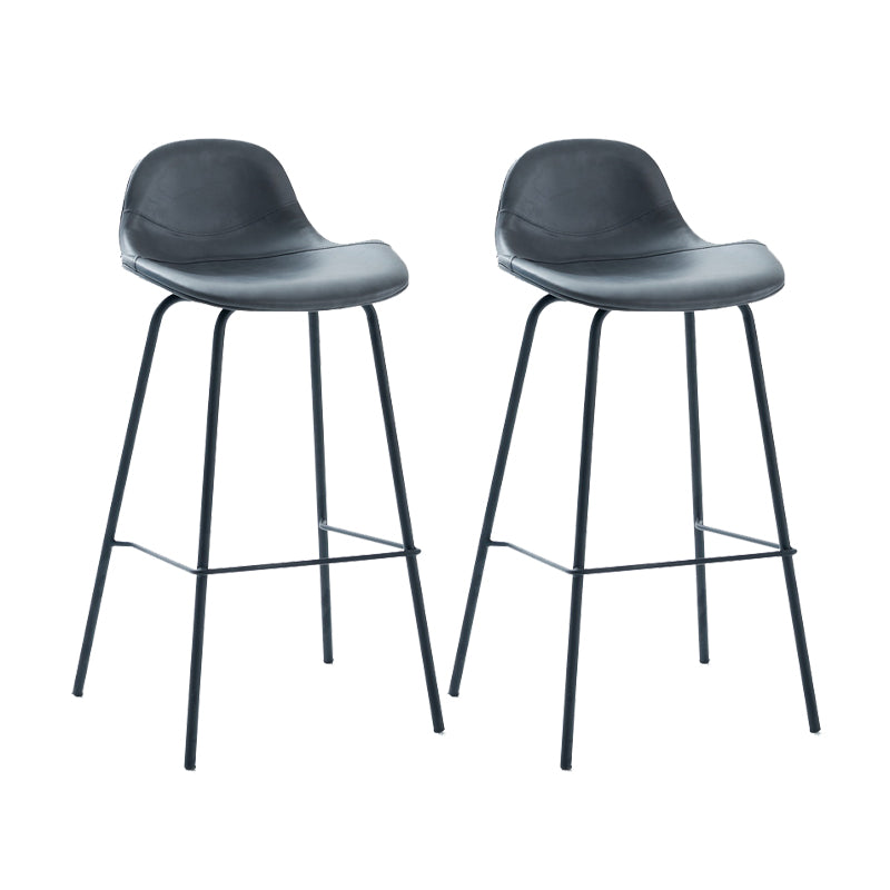 Modern Faux Leather Bar Stool Indoor Low Back Stool with Metal Legs
