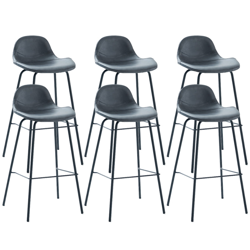 Modern Faux Leather Bar Stool Indoor Low Back Stool with Metal Legs
