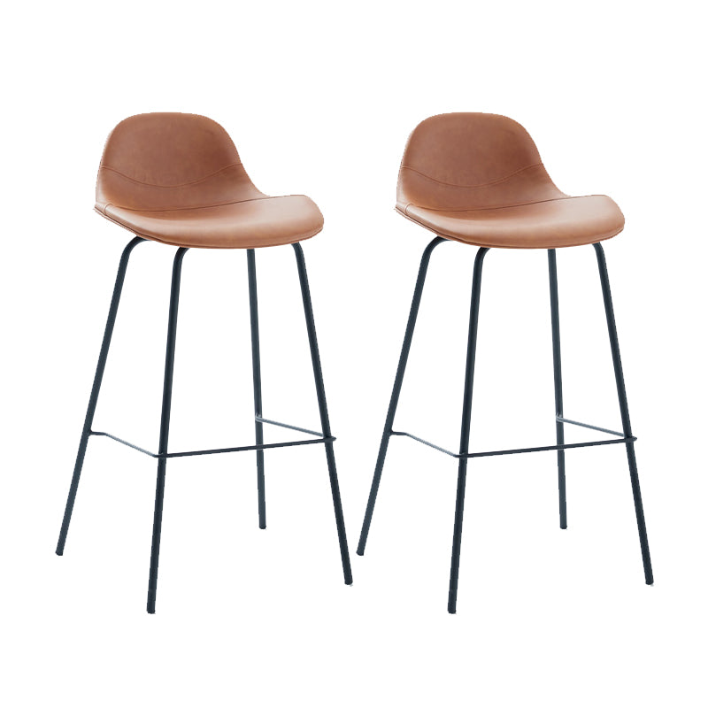 Modern Faux Leather Bar Stool Indoor Low Back Stool with Metal Legs