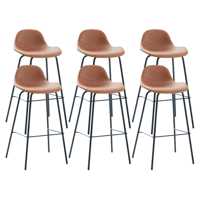 Modern Faux Leather Bar Stool Indoor Low Back Stool with Metal Legs