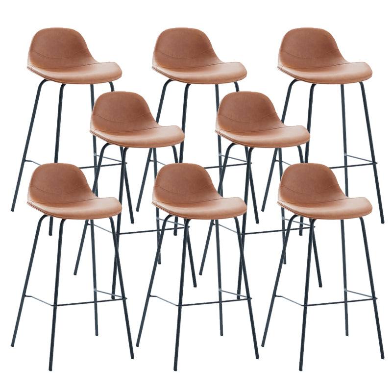 Modern Faux Leather Bar Stool Indoor Low Back Stool with Metal Legs