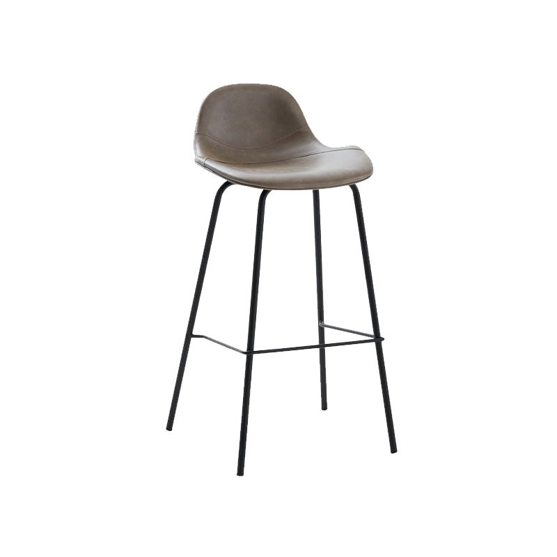 Modern Faux Leather Bar Stool Indoor Low Back Stool with Metal Legs