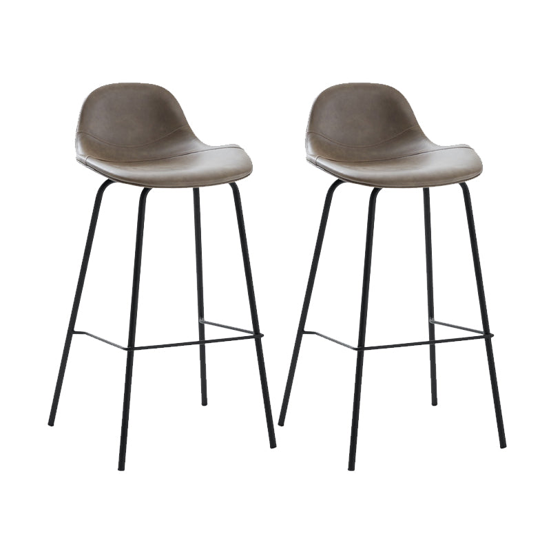 Modern Faux Leather Bar Stool Indoor Low Back Stool with Metal Legs