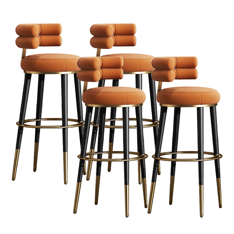 Glam Velvet Upholstered Bar Stool Indoor Low Back Armless Stool