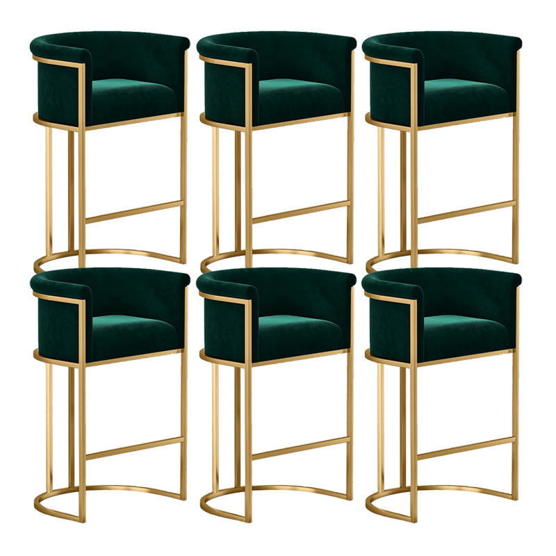 Glam Armrest Backrest Counter StooI Iron Bar Stool with Cushion and Pedal for Cafe