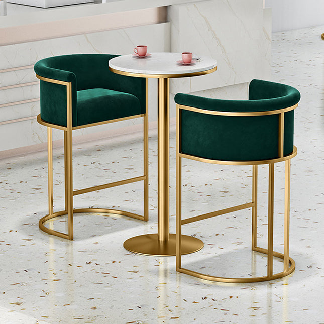 Glam Armrest Backrest Counter StooI Iron Bar Stool with Cushion and Pedal for Cafe