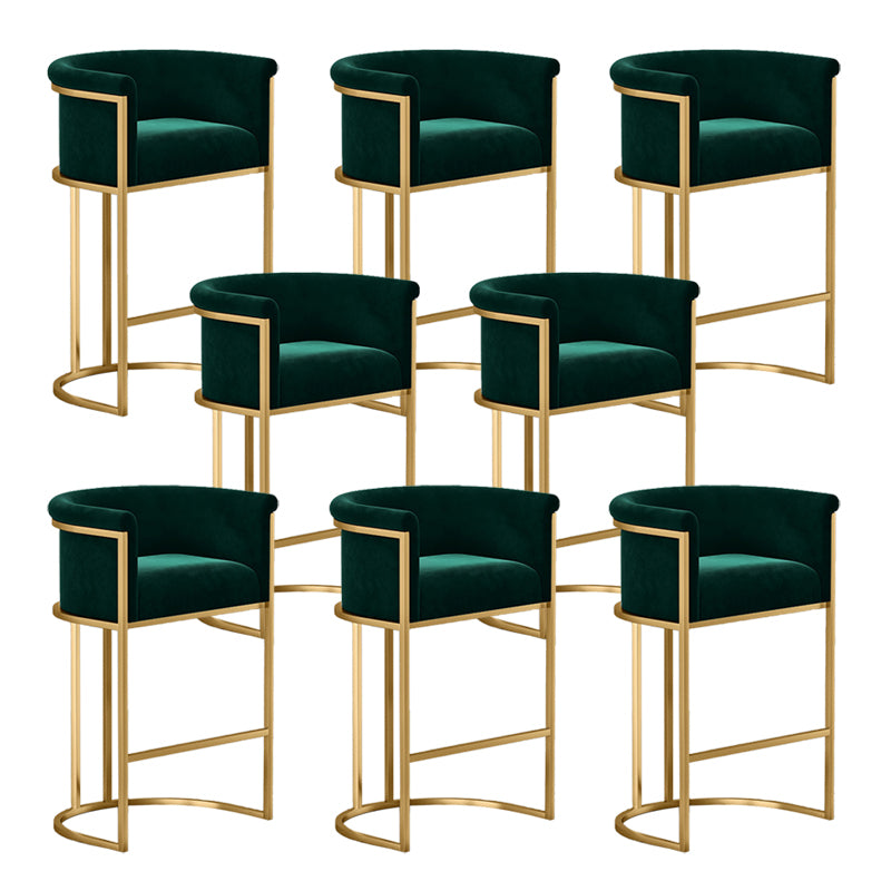 Glam Armrest Backrest Counter StooI Iron Bar Stool with Cushion and Pedal for Cafe