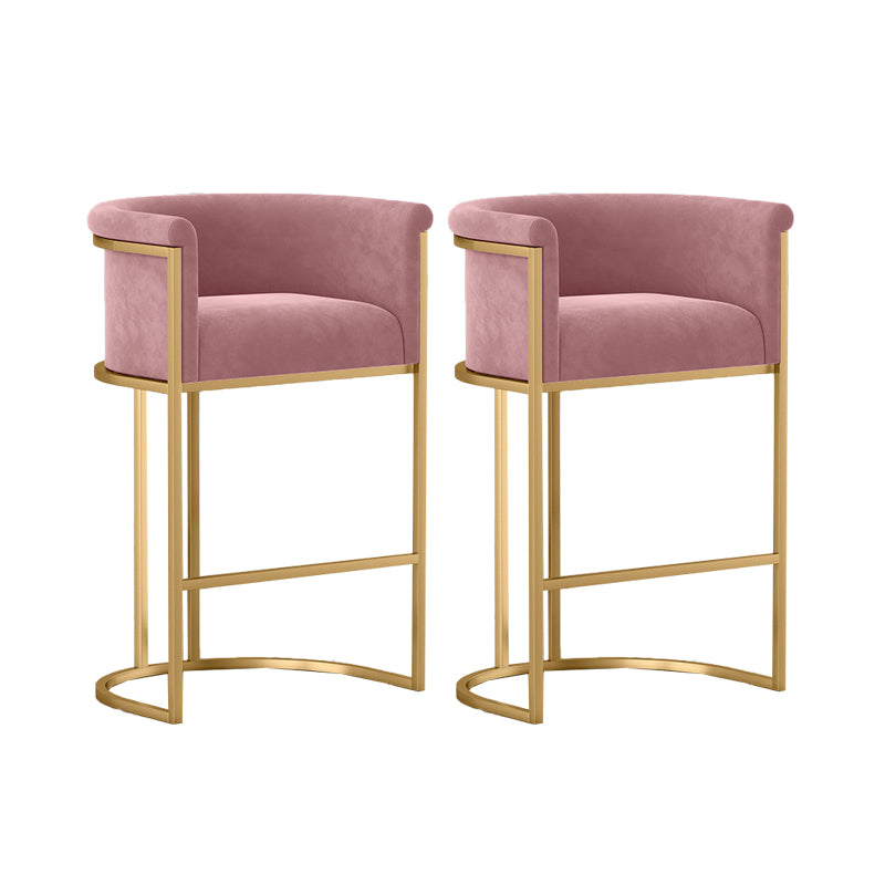 Glam Armrest Backrest Counter StooI Iron Bar Stool with Cushion and Pedal for Cafe