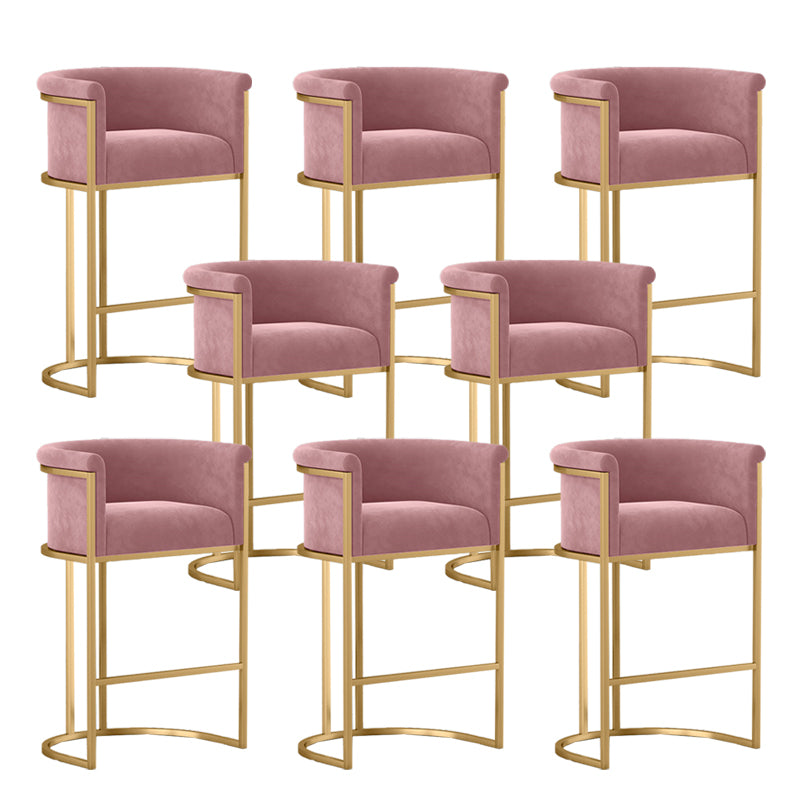 Glam Armrest Backrest Counter StooI Iron Bar Stool with Cushion and Pedal for Cafe