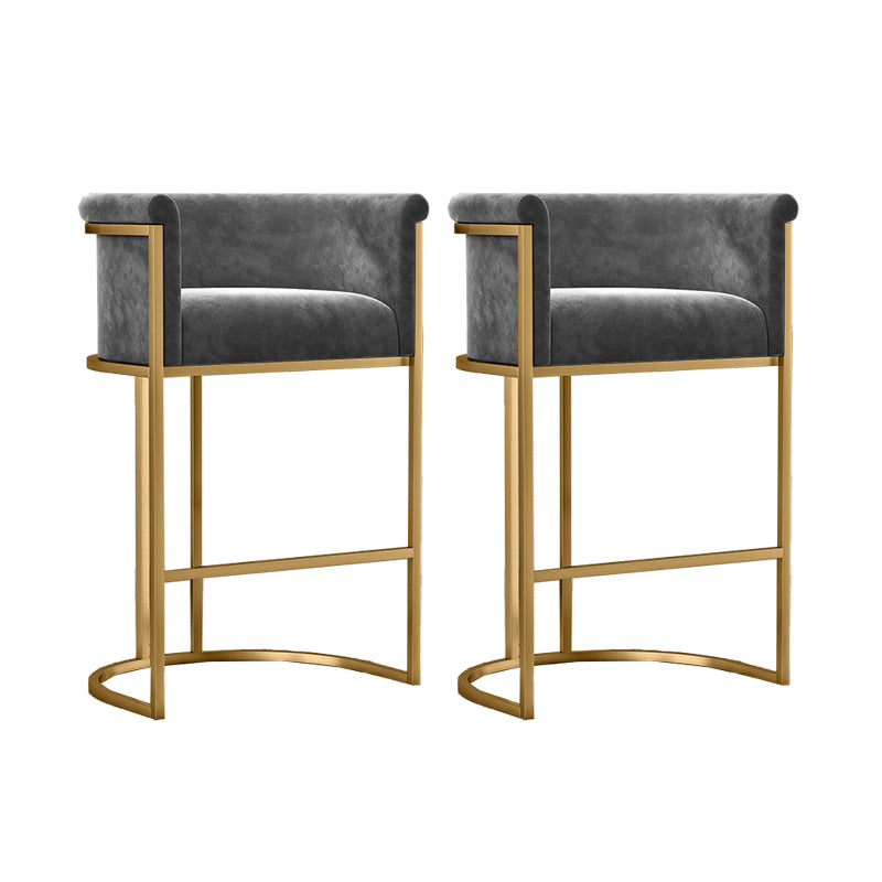 Glam Armrest Backrest Counter StooI Iron Bar Stool with Cushion and Pedal for Cafe