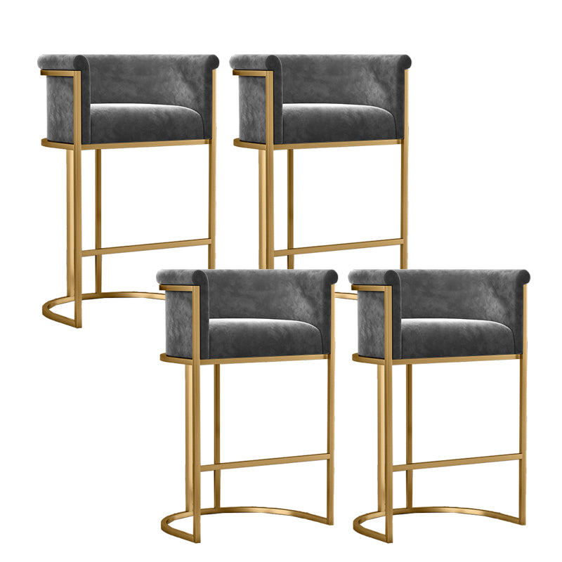 Glam Armrest Backrest Counter StooI Iron Bar Stool with Cushion and Pedal for Cafe