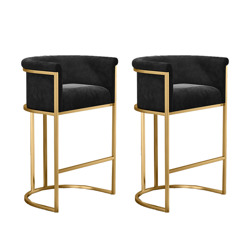 Glam Armrest Backrest Counter StooI Iron Bar Stool with Cushion and Pedal for Cafe