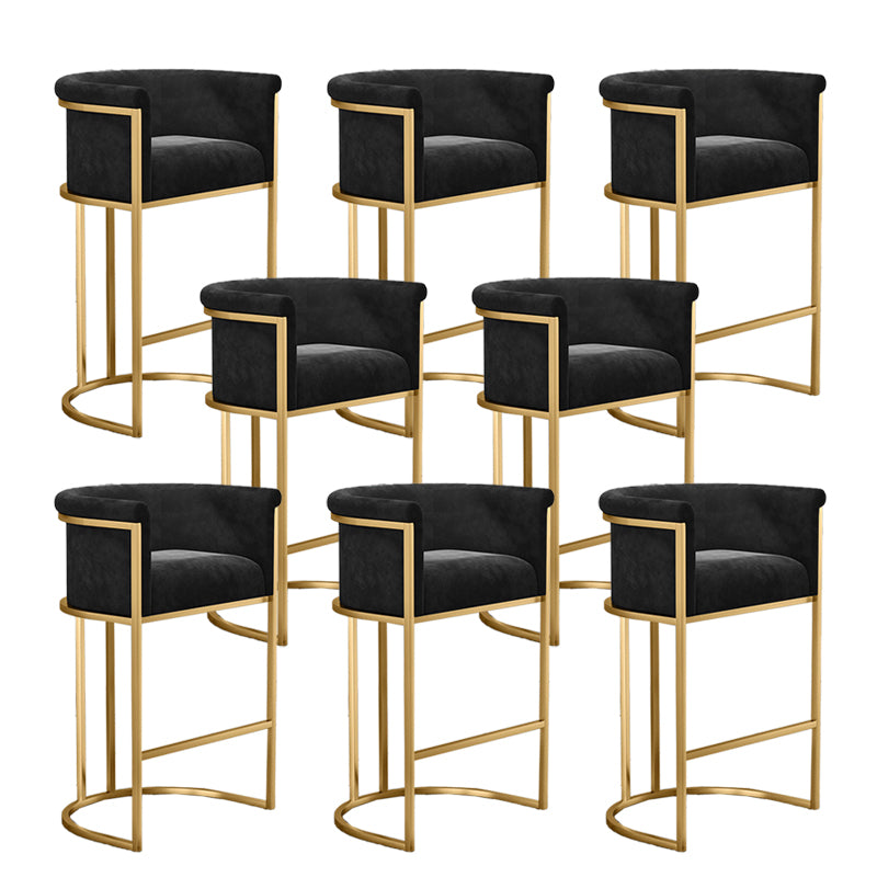 Glam Armrest Backrest Counter StooI Iron Bar Stool with Cushion and Pedal for Cafe