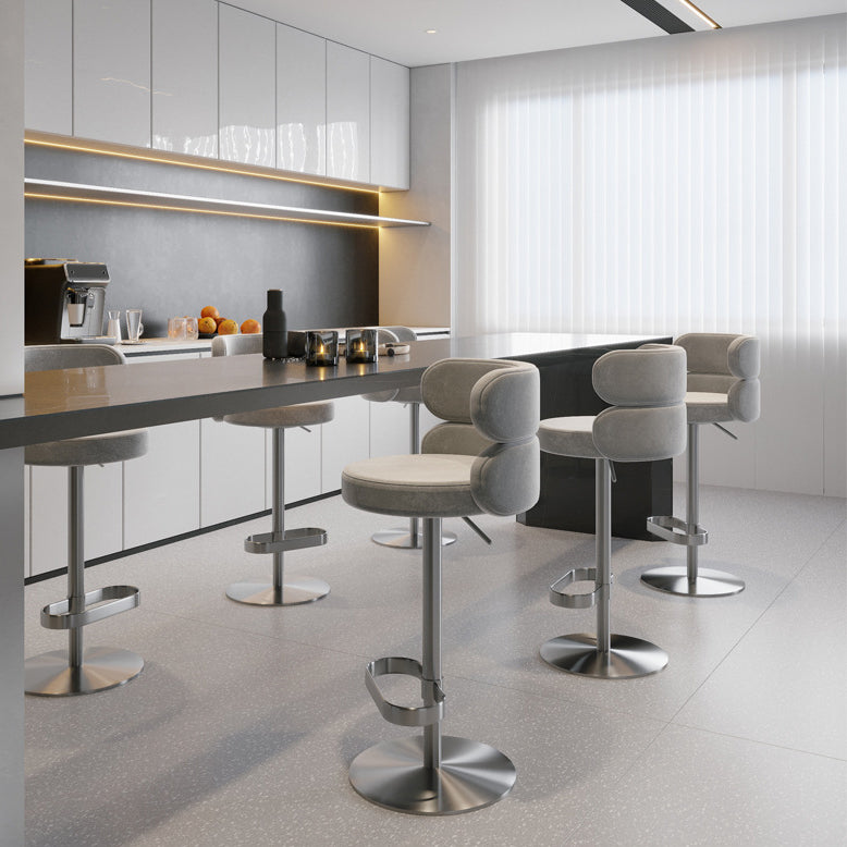 Contemporary Low Back Dining Stool Adjustable Height Bar Stool with Footrest